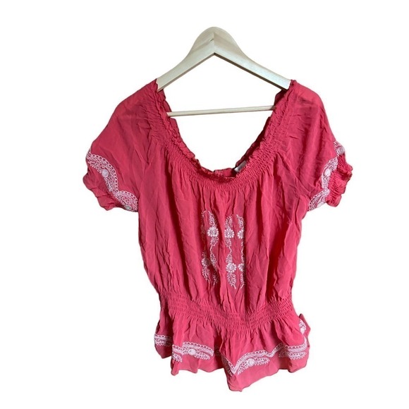Joie 100% silk embroidered stretchy peasant top size XS - Picture 1 of 8